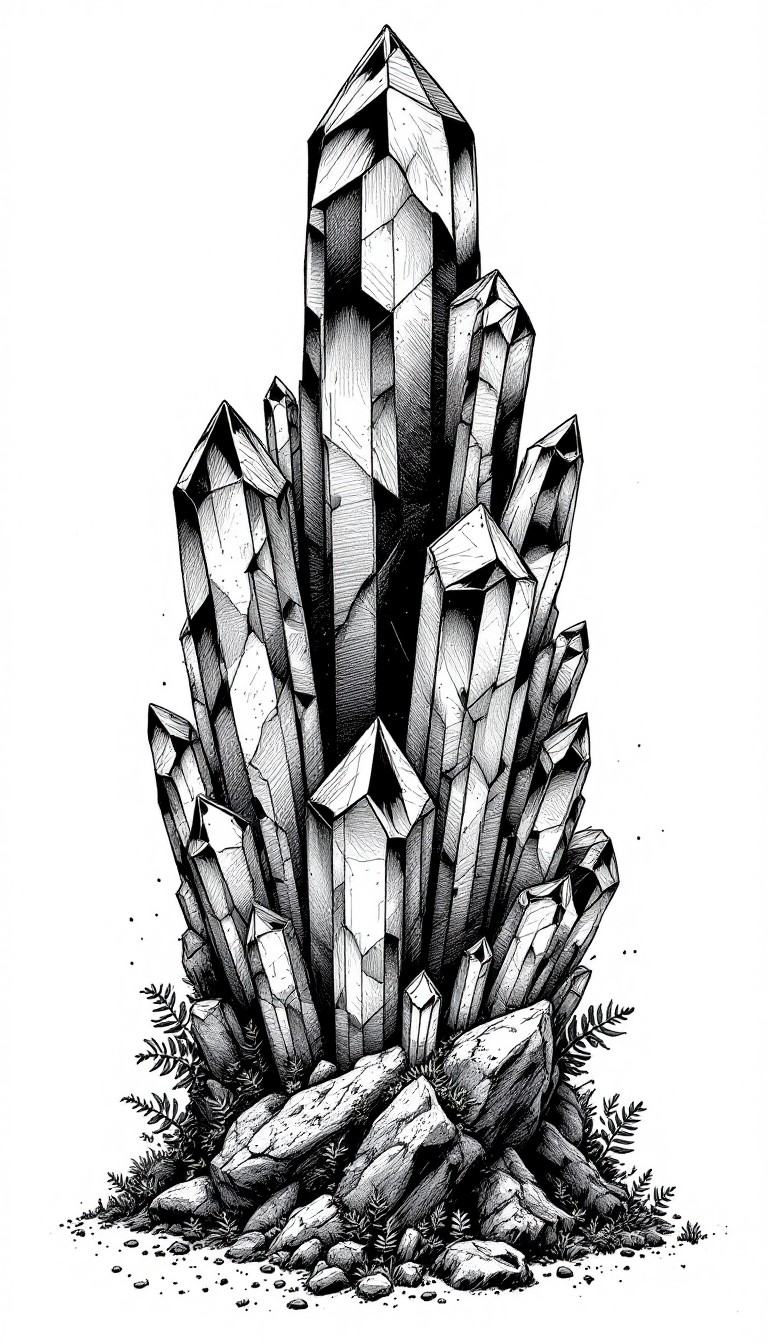 Free Crystalline Ink Towers Image - Crystals, Quartz, Illustration ...