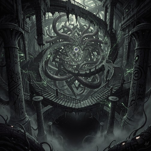 Ancient horror rises from a bottomless void surrounded by twisting ...