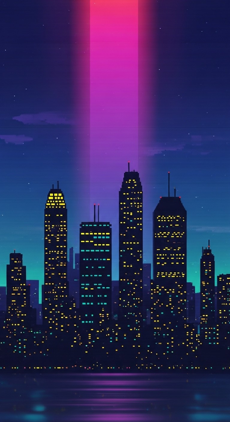 Free Neon Pixel Skyline Image - Synthwave, Pixel, Skyline | Download at ...