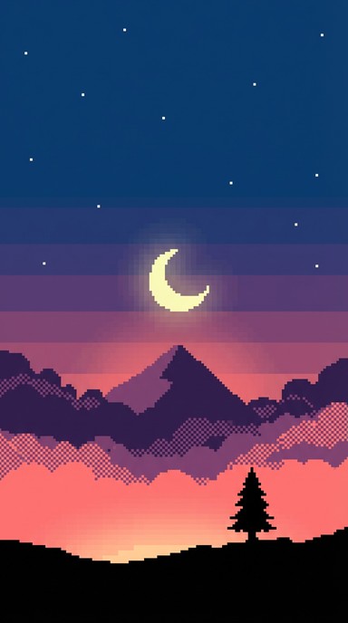 Free Pixel Moon Dreams Image - Pixel, Moon, Mountain | Download at ...