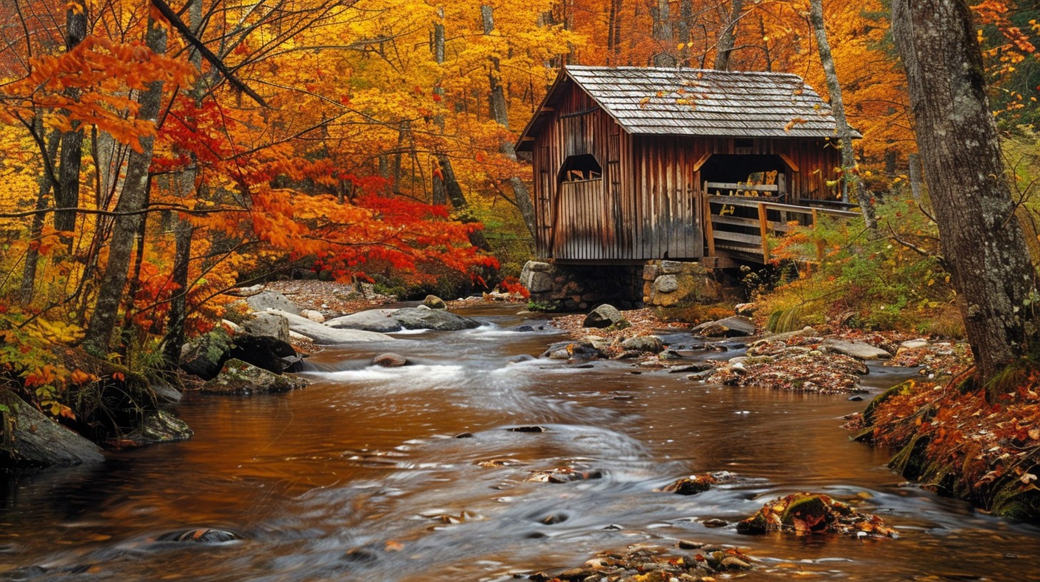 Free Autumn Covered Bridge Image - Autumn, Bridge, River | Download at ...