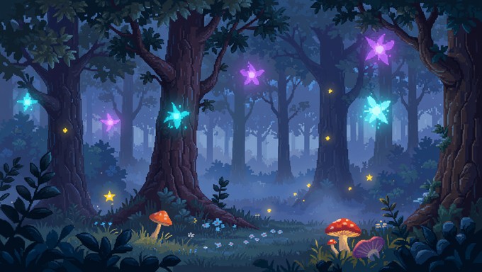 Free Enchanted Forest Twilight Image - Pixel, Art, Forest | Download at ...