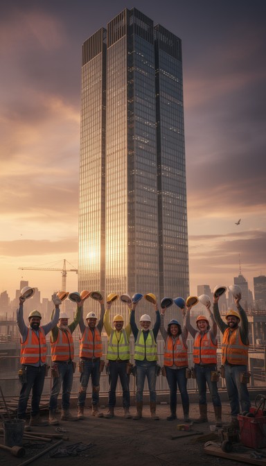 Building Completed Sunset Free Sunset Victory Celebration Image - Construction, Skyscraper ...