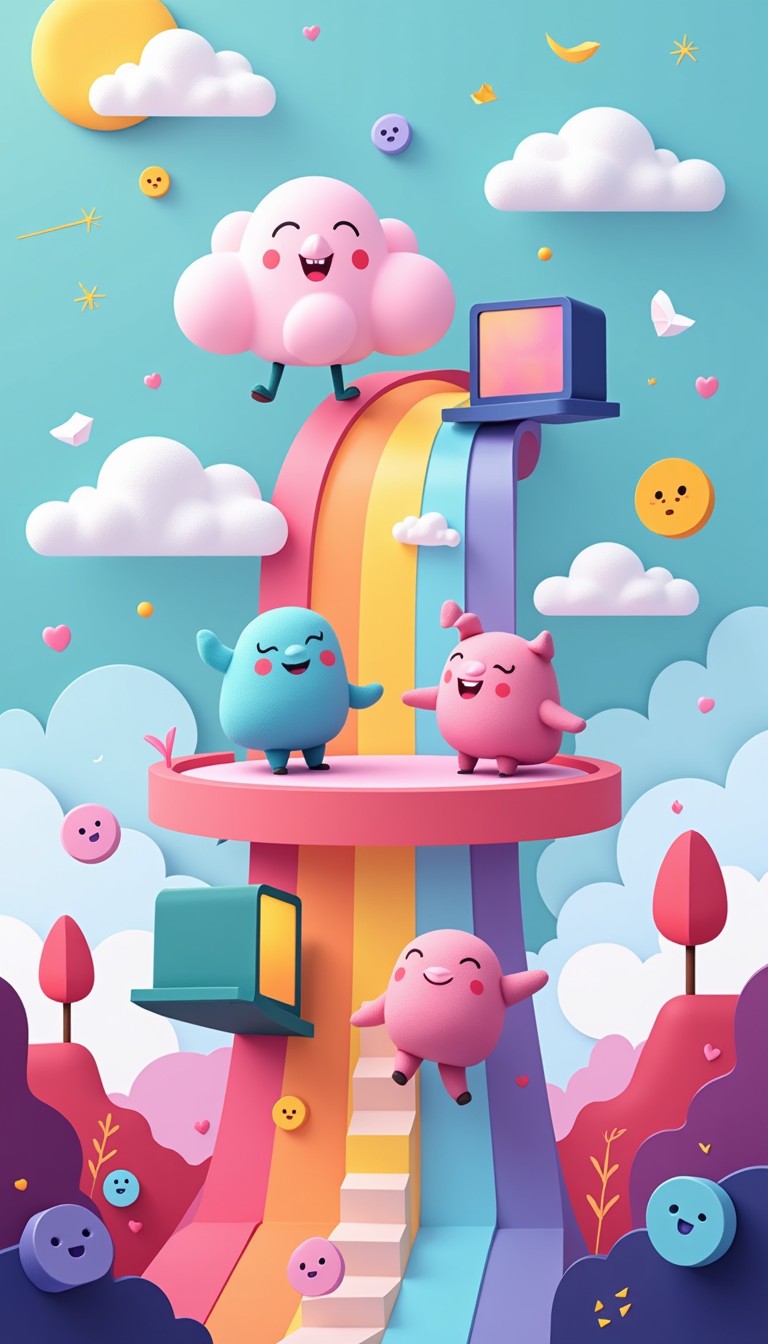 Free Rainbow Tech Playground Image - Whimsical, Digital, Rainbow ...