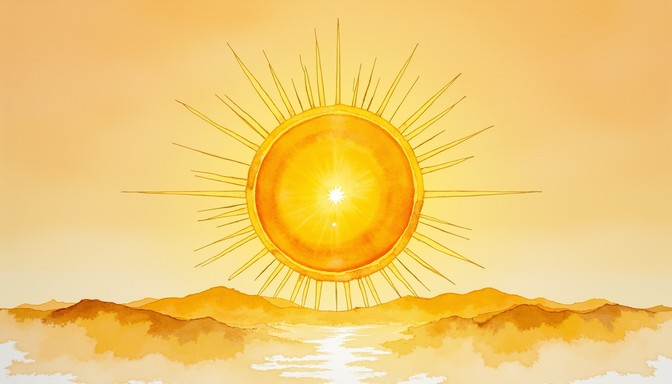 Golden Radiating Sun Free Radiant Golden Sunrise Image - Sunrise, Watercolor, Golden ...