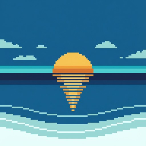 Free Pixel Ocean Sunset Image - Pixel, Retro, Ocean | Download at StockCake