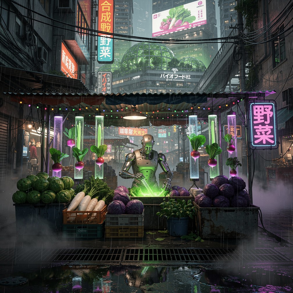 Free Neon Vegetable Market Image - Cyberpunk, Neon, Futuristic ...