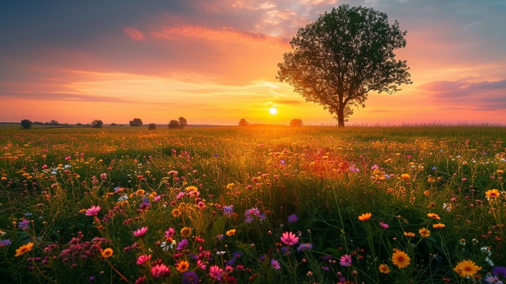 Free Sunset Flower Field Image - Sunset, Flowers, Field | Download at ...