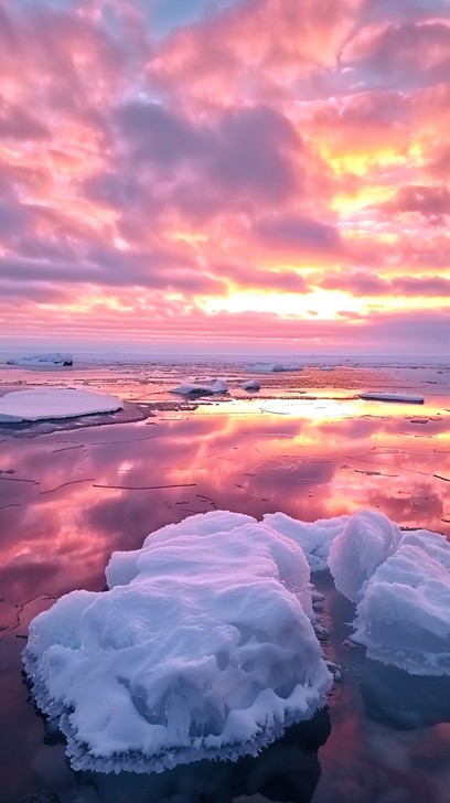 Free Fiery Sunset Reflection Image - Sunset, Beach, Ice | Download at ...