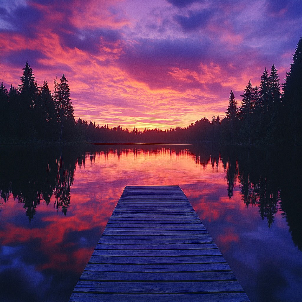 Free Sunset over lake Image - Sunset, Lake, Jetty | Download at StockCake