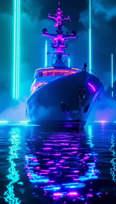 Free Neon Harbor Vessel Image - Cyberpunk, Neon, Futuristic | Download ...