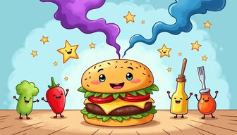 Free Magical Food Friends Image - Burger, Cartoon, Magical | Download ...