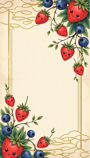 Free Kawaii Berry Frame Image | Download at StockCake