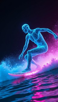Generative Design Wave Rider Free Digital Wave Rider Image - Surfer, Neon, Cyberpunk | Download at ...