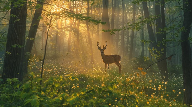 Dear In Forest Free Majestic Forest Guardian Image - Deer, Forest, Sunrise | Download ...