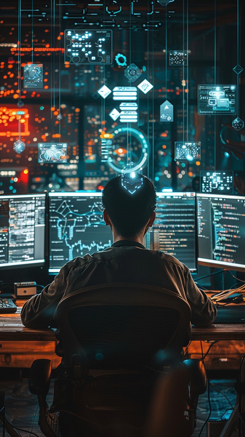 Free Futuristic tech workspace Image - Technology, Future, Coding ...