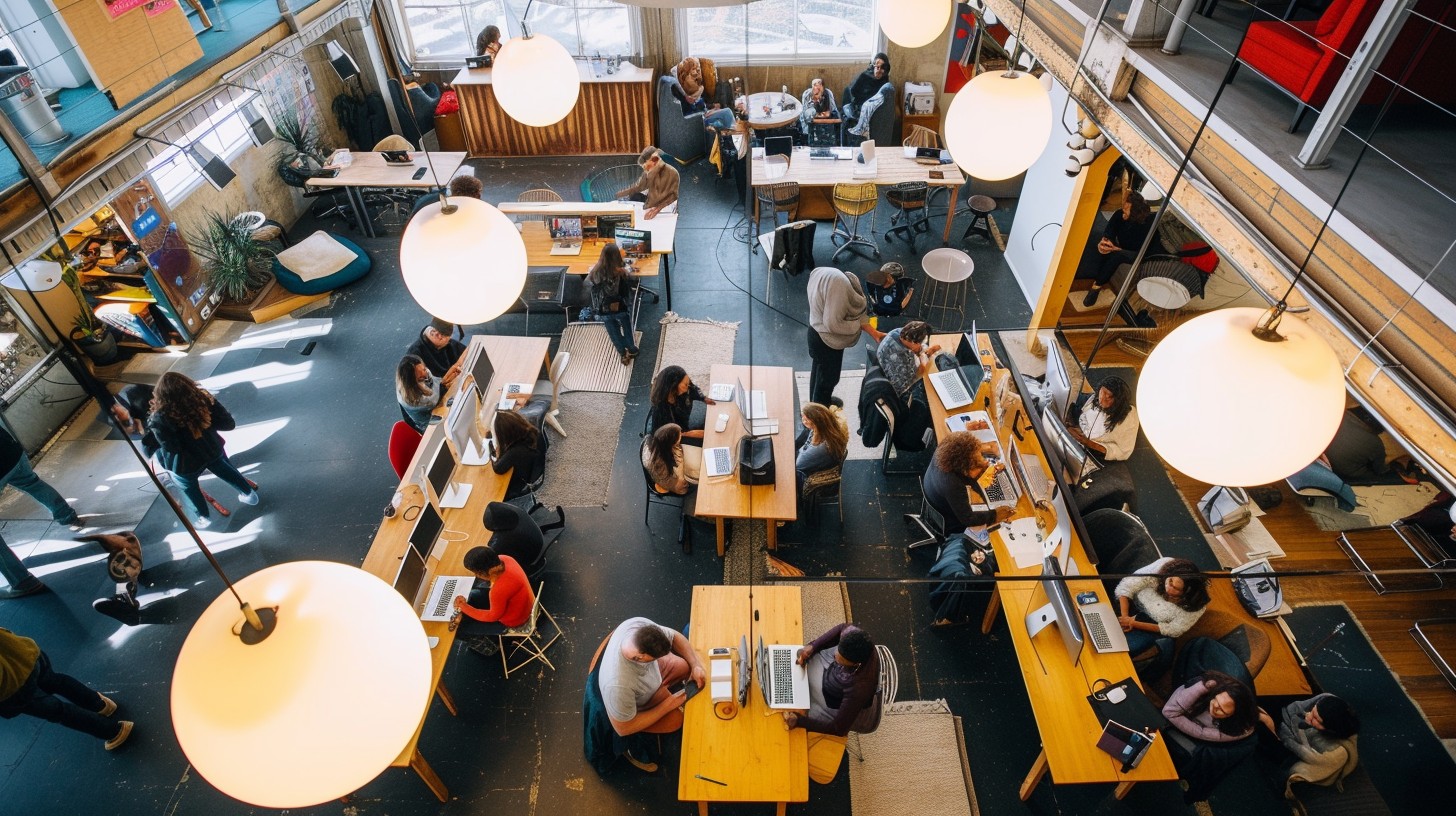Free Busy Workspace Ambiance Image - Workspace, People, Tables ...