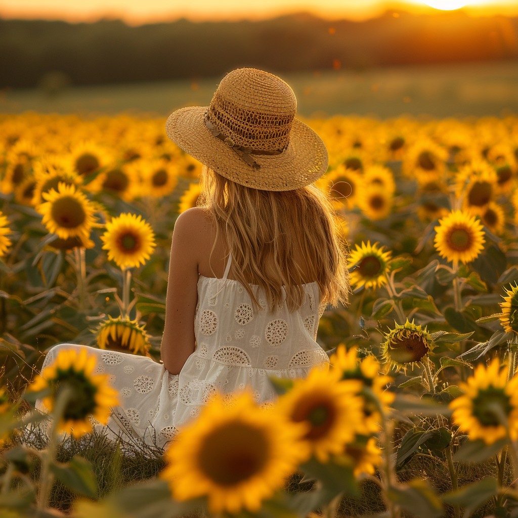 Free Sunset Sunflower Field Image - Sunflowers, Sunset, Woman ...