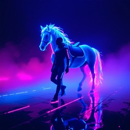 Free Neon Horse Rider Image - Cyberpunk, Synthwave, Neon | Download at ...