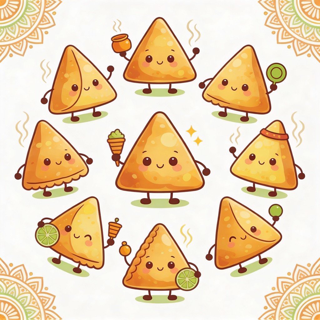 Free Happy Samosa Friends Image - Samosa, Kawaii, Illustration ...