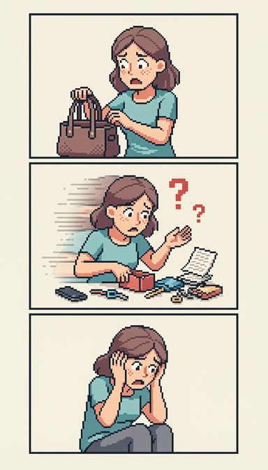 Free Lost Wallet Panic Image - Pixel, Retro, Woman | Download at StockCake