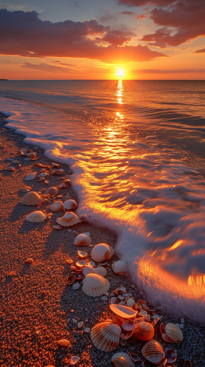 Free Sunset Shell Shore Image - Sunset, Beach, Shells | Download at ...