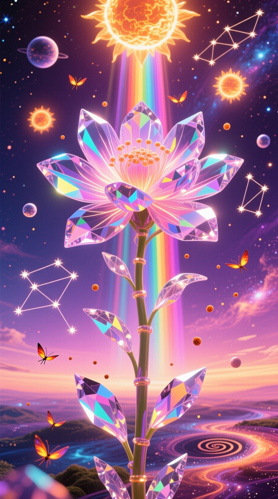 Free Celestial Crystal Bloom Image - Fantasy, Crystalline, Flower ...