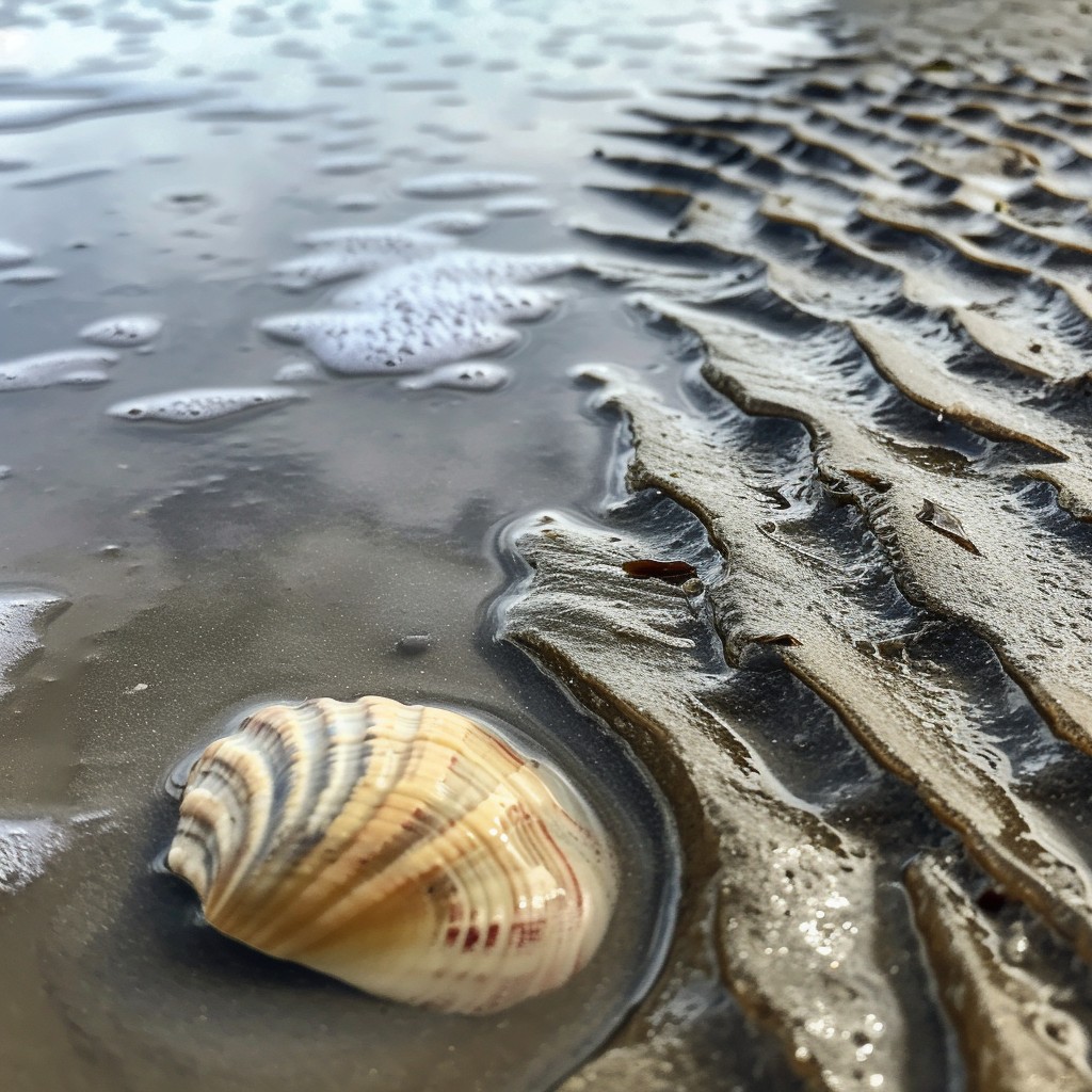 Free Seashell by Water Image - Seashell, Water, Sand | Download at ...