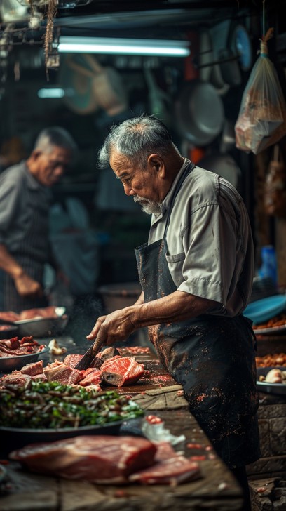 Free Butcher preparing meat Image - Butcher, Market, Meat | Download at ...