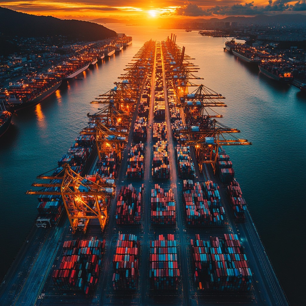Free Bustling Container Port Photo - Port, Containers, Sunset ...