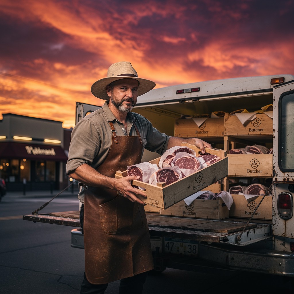 Free Sunset Meat Delivery Image - Butcher, Sunset, Delivery | Download ...