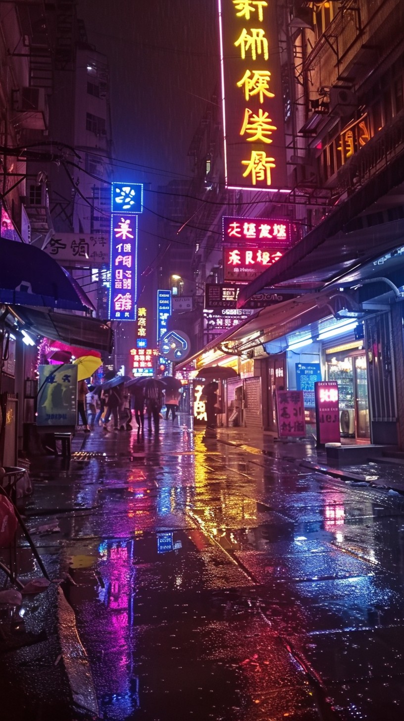 Free Rainy neon street Image - Neon, Night, Rain | Download at StockCake