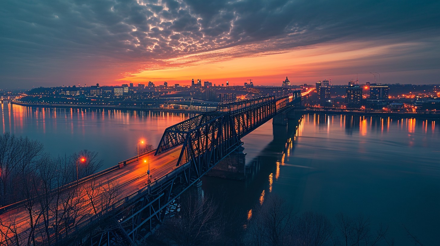 Free Sunset Bridge View Image - Sunset, Bridge, River | Download at ...