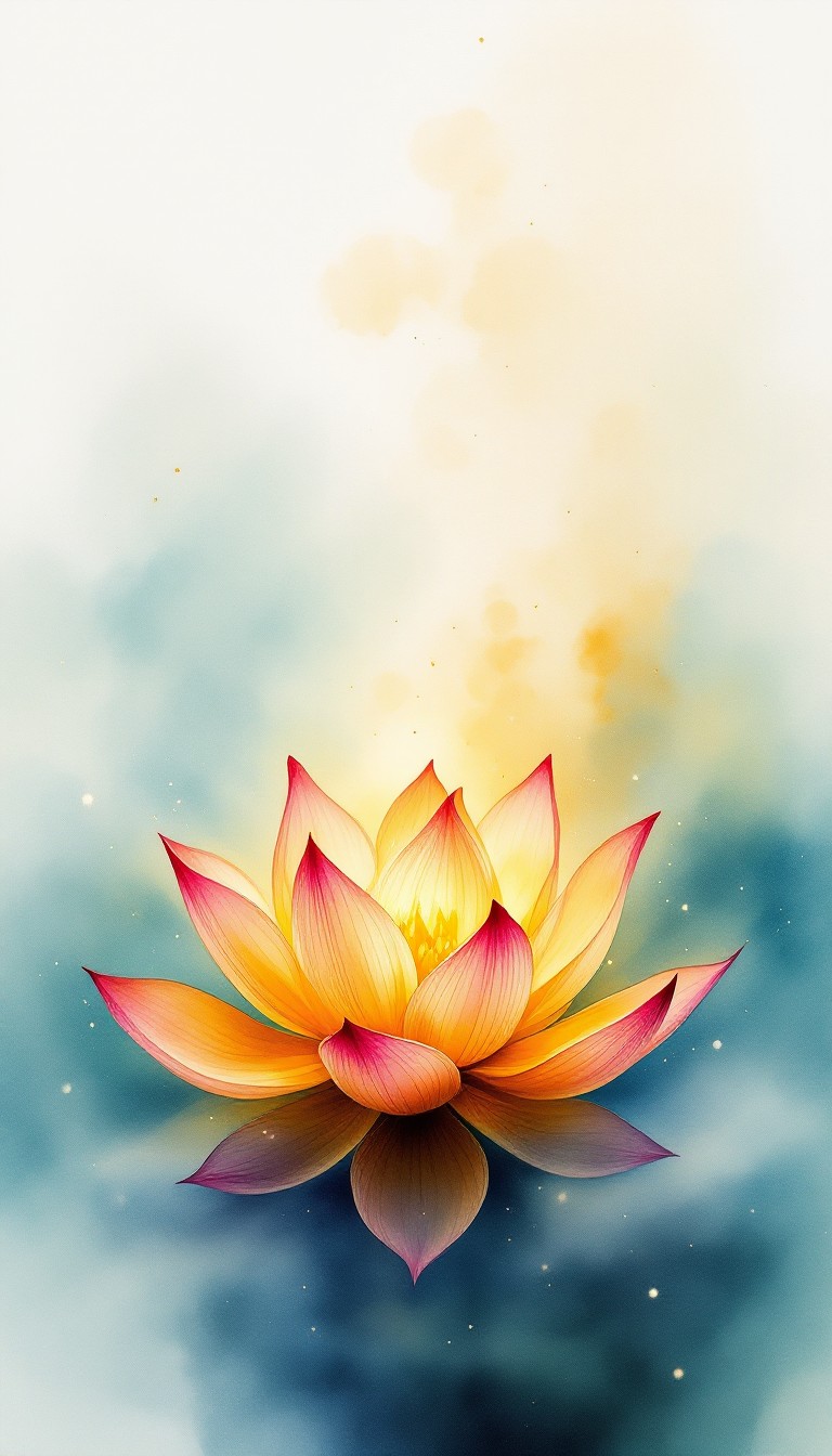 開花する神秘的な蓮の画像をダウンロード - 蓮, 水彩画, 神秘的