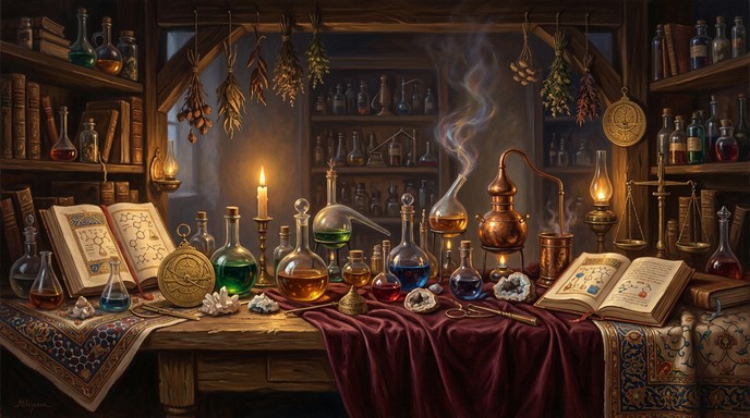 Free Alchemist's Sacred Laboratory Image - Alchemy, Laboratory ...