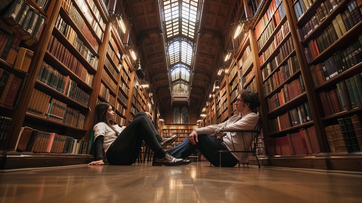 Free Elegant Library Encounter Image - Library, Couple, Books ...