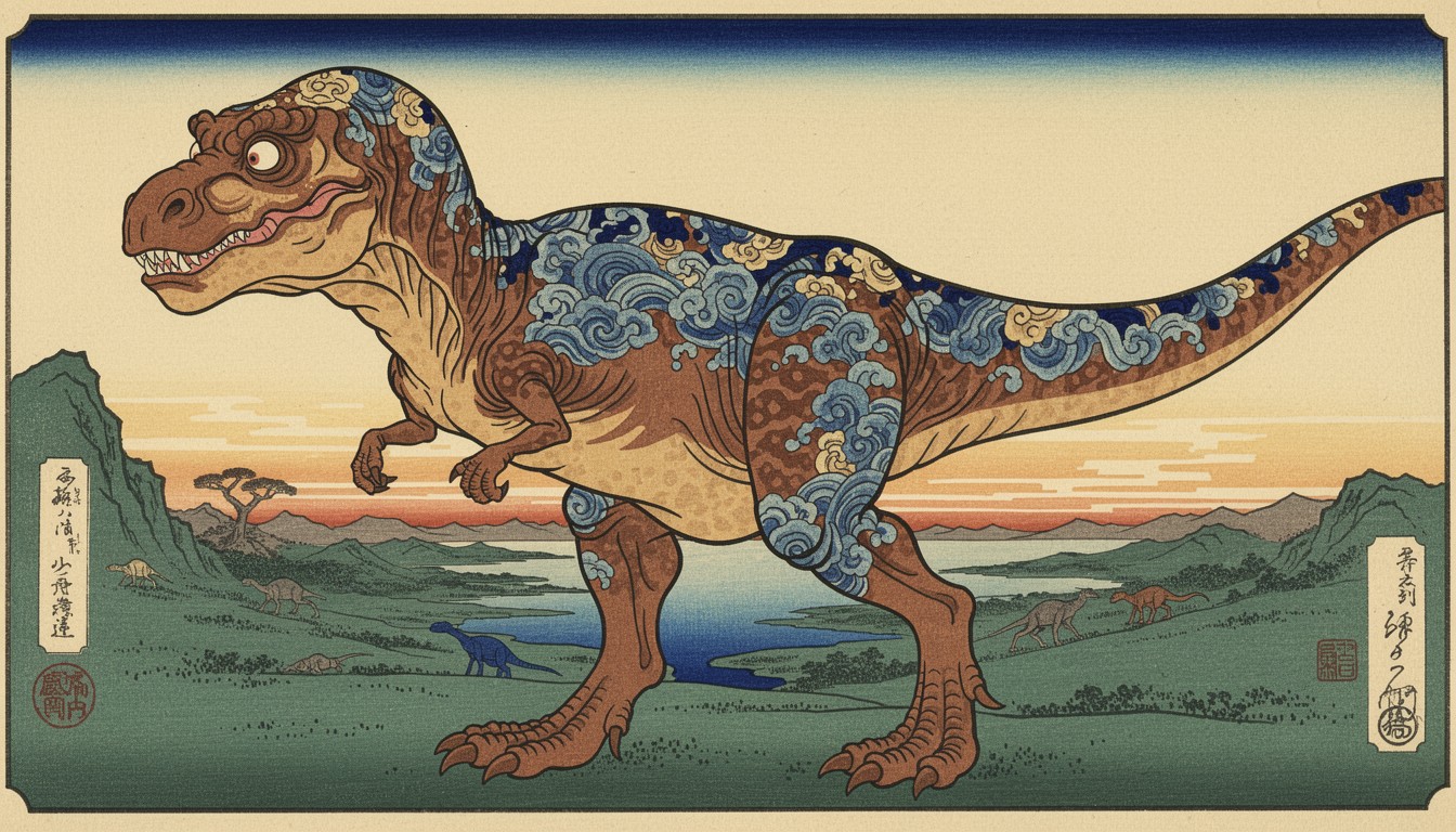 Japanese Dinosaur Rider Free Japanese Dinosaur Art Image - Dinosaur, Prehistoric, Japanese ...