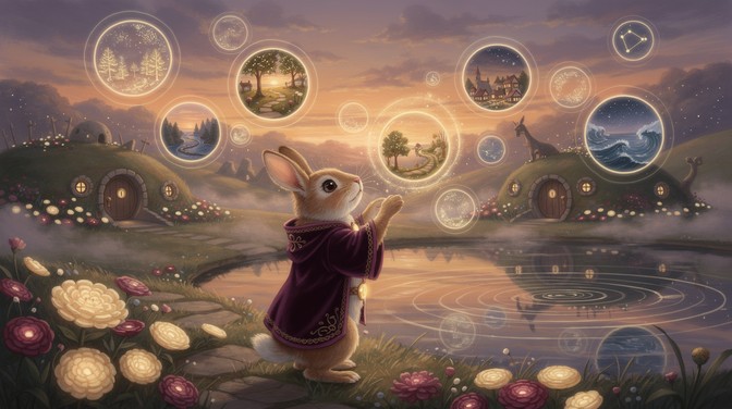 Free Rabbit's Magical Window Image - Illustration, Watercolor ...