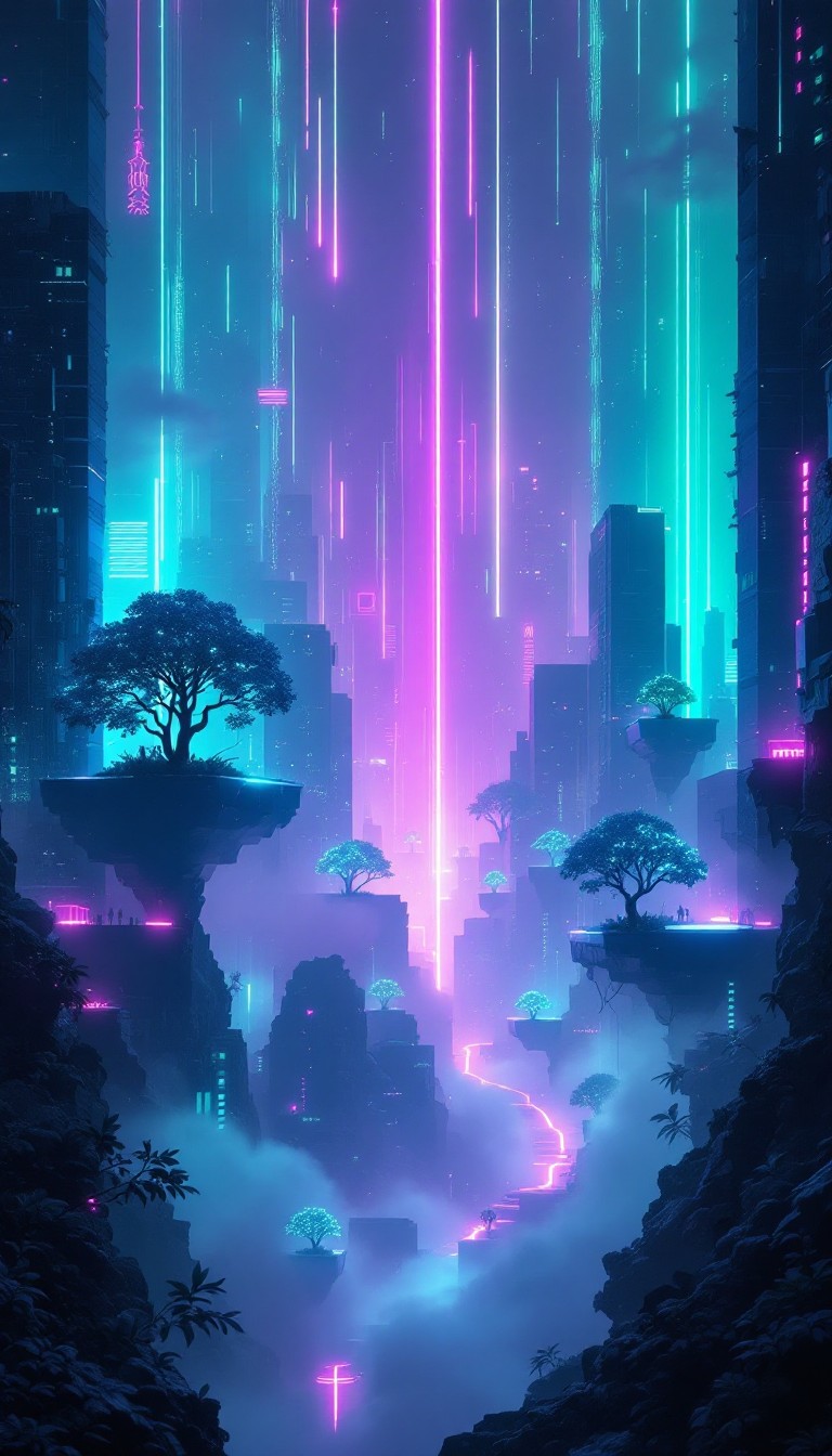 Free Neon Forest Rising Image - Cyberpunk, Neon, Futuristic | Download ...