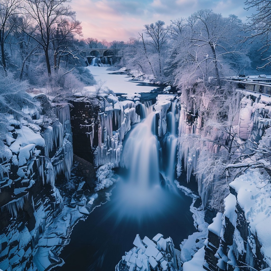 Free Winter Waterfall Wonderland Image - Winter, Waterfall, Snow ...
