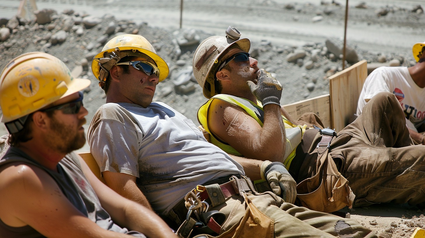 Worksite Break Free Workers Taking Break Image - Construction, Workers, Break ...