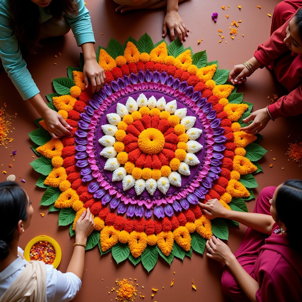 Free Vibrant floral rangoli Image - Rangoli, Flowers, Tradition ...