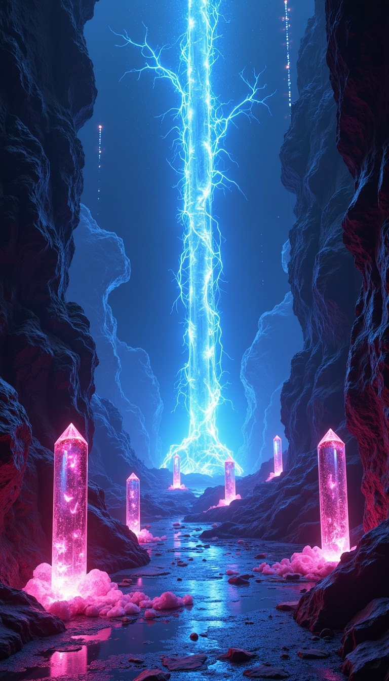 Red Color Chasm Free Crystalline Energy Chasm Image - Cyberpunk, Fantasy, Neon ...