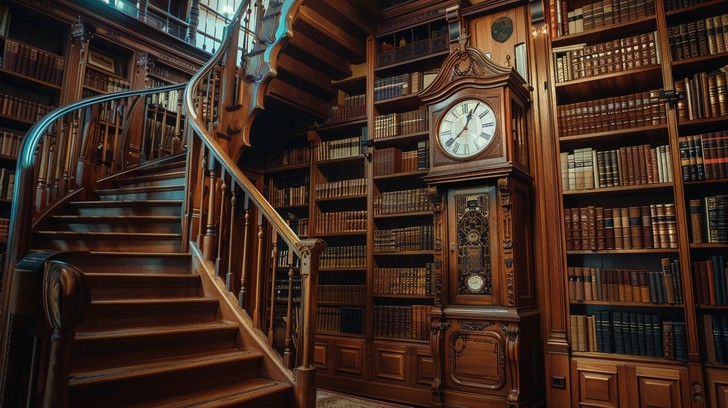 Free Elegant Library Interior Image - Library, Books, Staircase ...