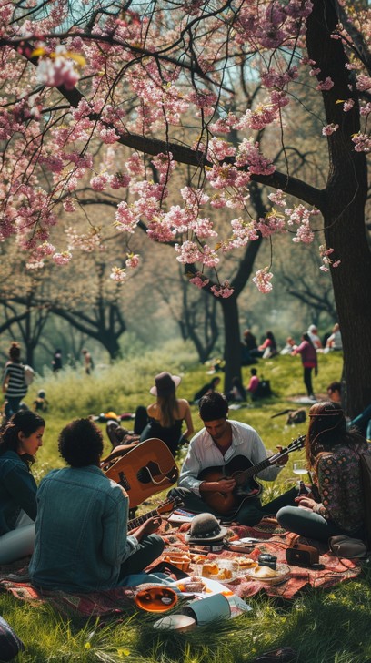 Free Picnic under blossoms Image - Picnic, Spring, Friends | Download ...