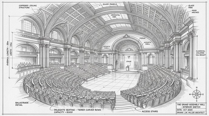 Free Grand Assembly Chamber Image - Architecture, Sketch, Graphite ...