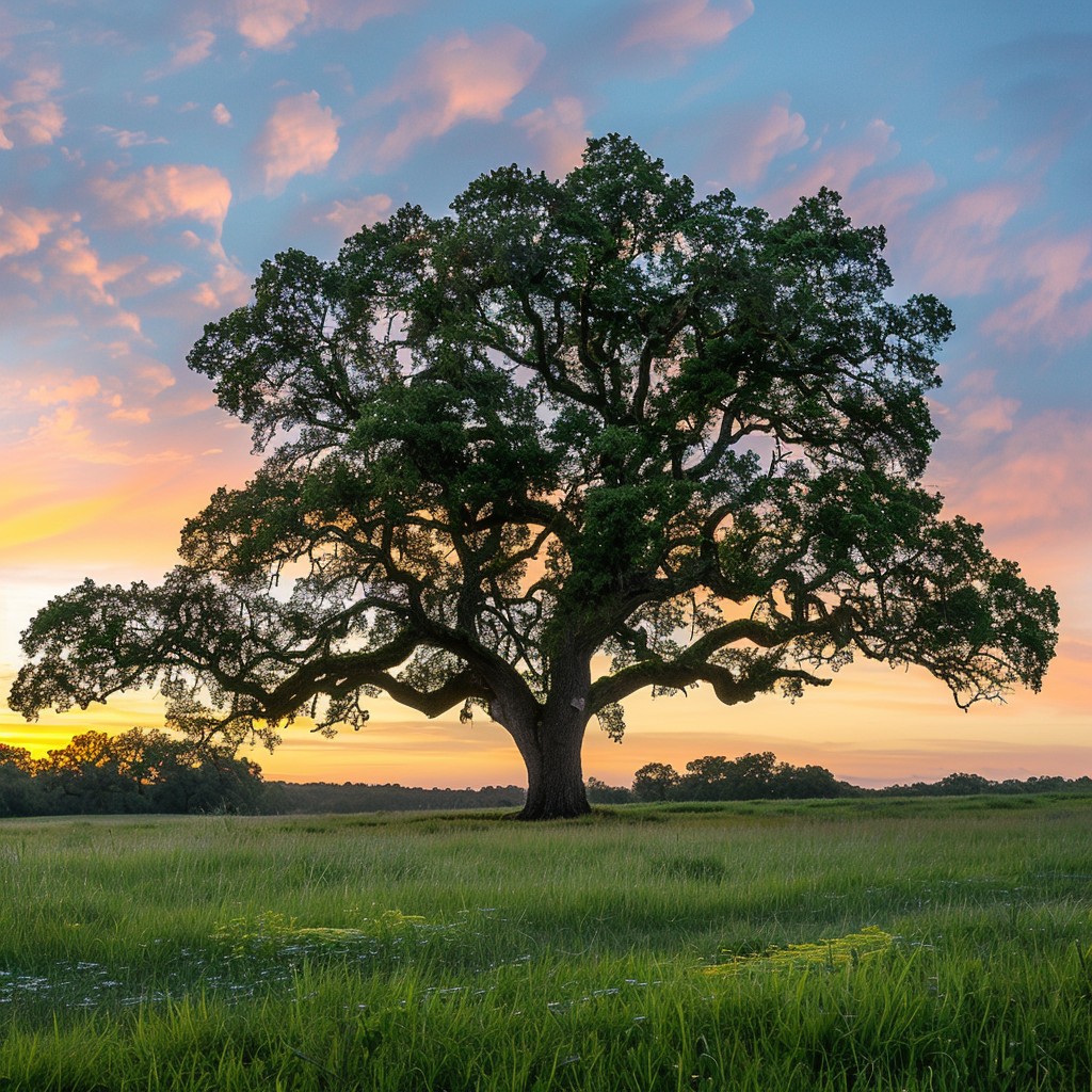 Free Majestic Oak Sunset Image - Oak, Sunset, Tree | Download at StockCake