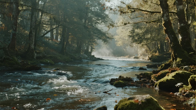 Free Sunlit Woodland River Image - River, Forest, Sunlight | Download ...