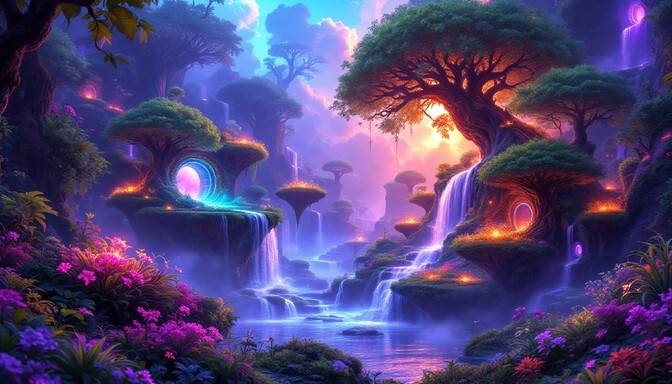 Free Vibrant Fantasy Landscape Image - Vibrant, Fantasy, Landscape ...