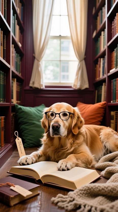 Free Reading with Dog Image - Library, Reading, Dog | Download at StockCake